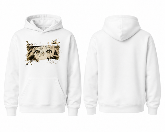 Anime Eyes White Hoodie Unisex Hoodie