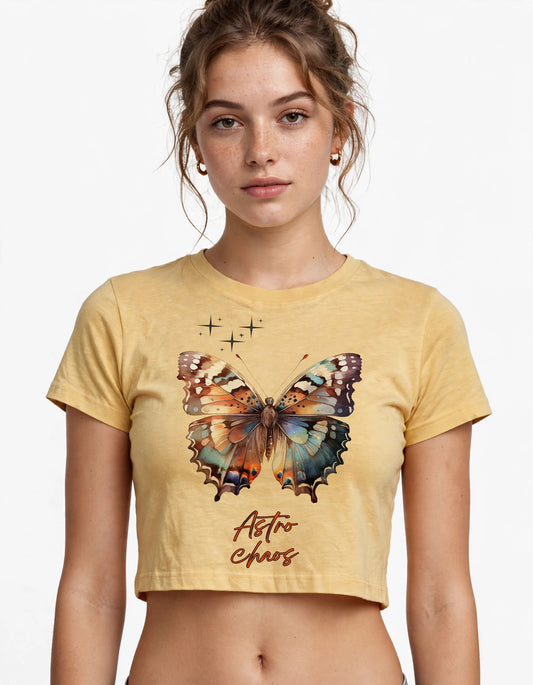 Astro Chaos - Watercolor Butterfly Crop Top