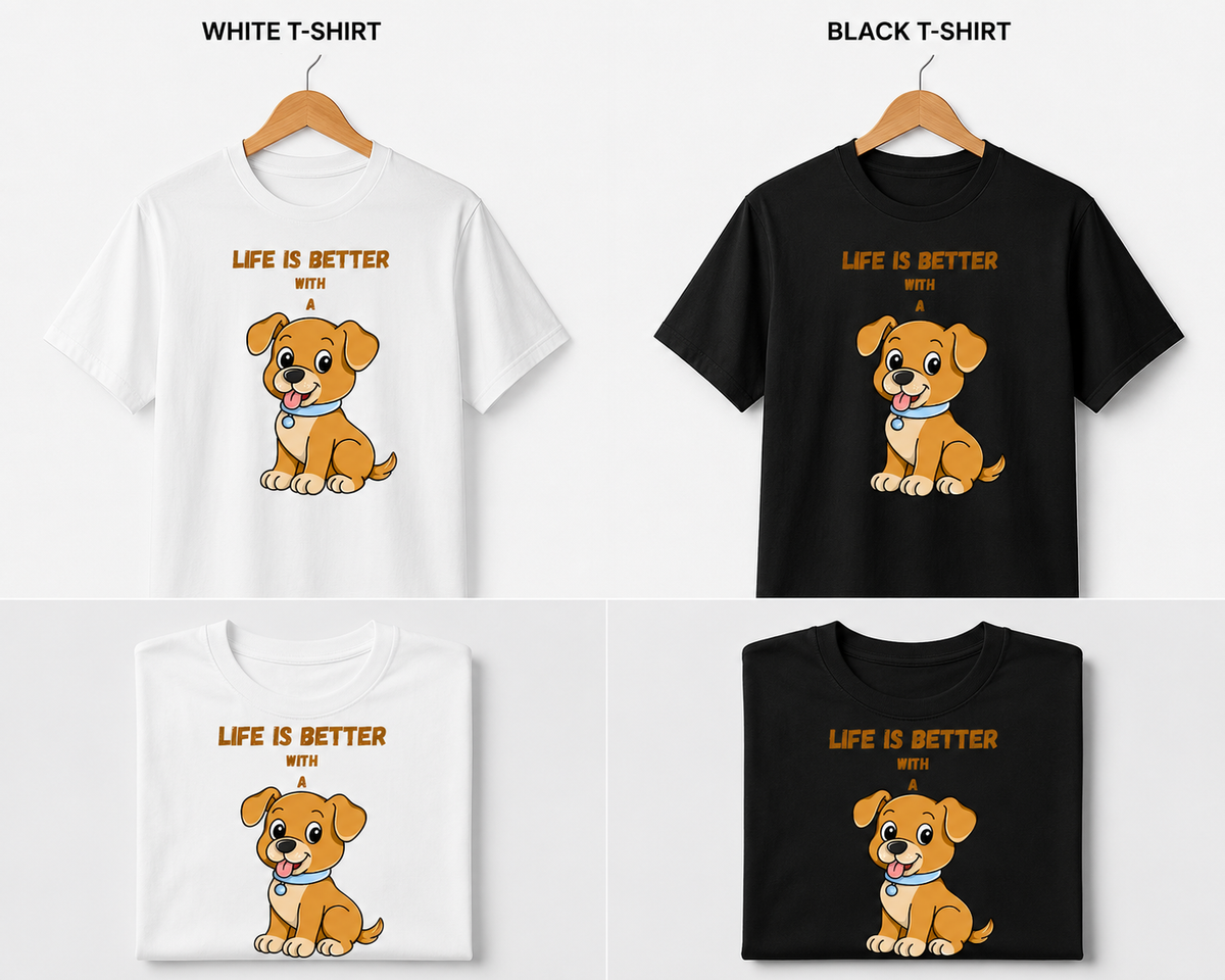 Life Is Better With a Dog Graphic T-Shirt ( Unisex Classic )