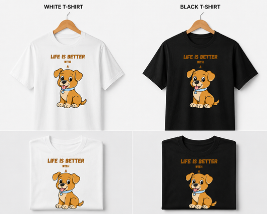 Life Is Better With a Dog Graphic T-Shirt ( Unisex Classic )