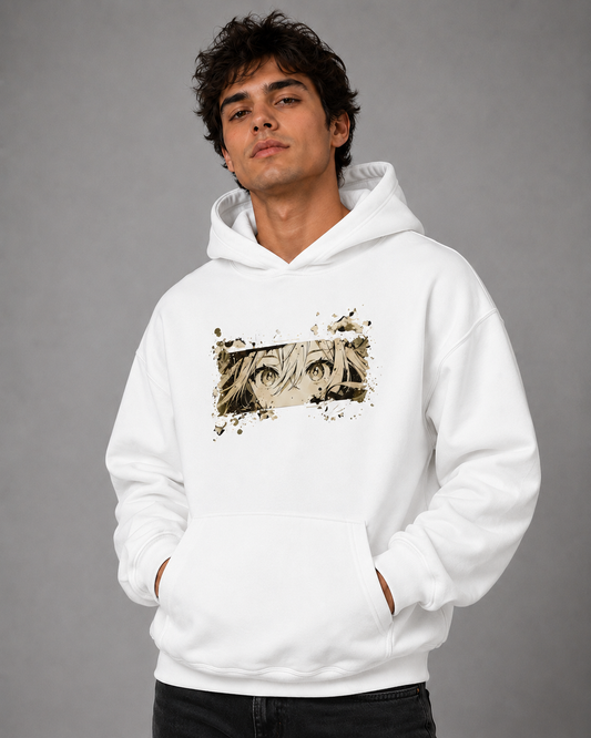 Anime Eyes White Hoodie Unisex Hoodie
