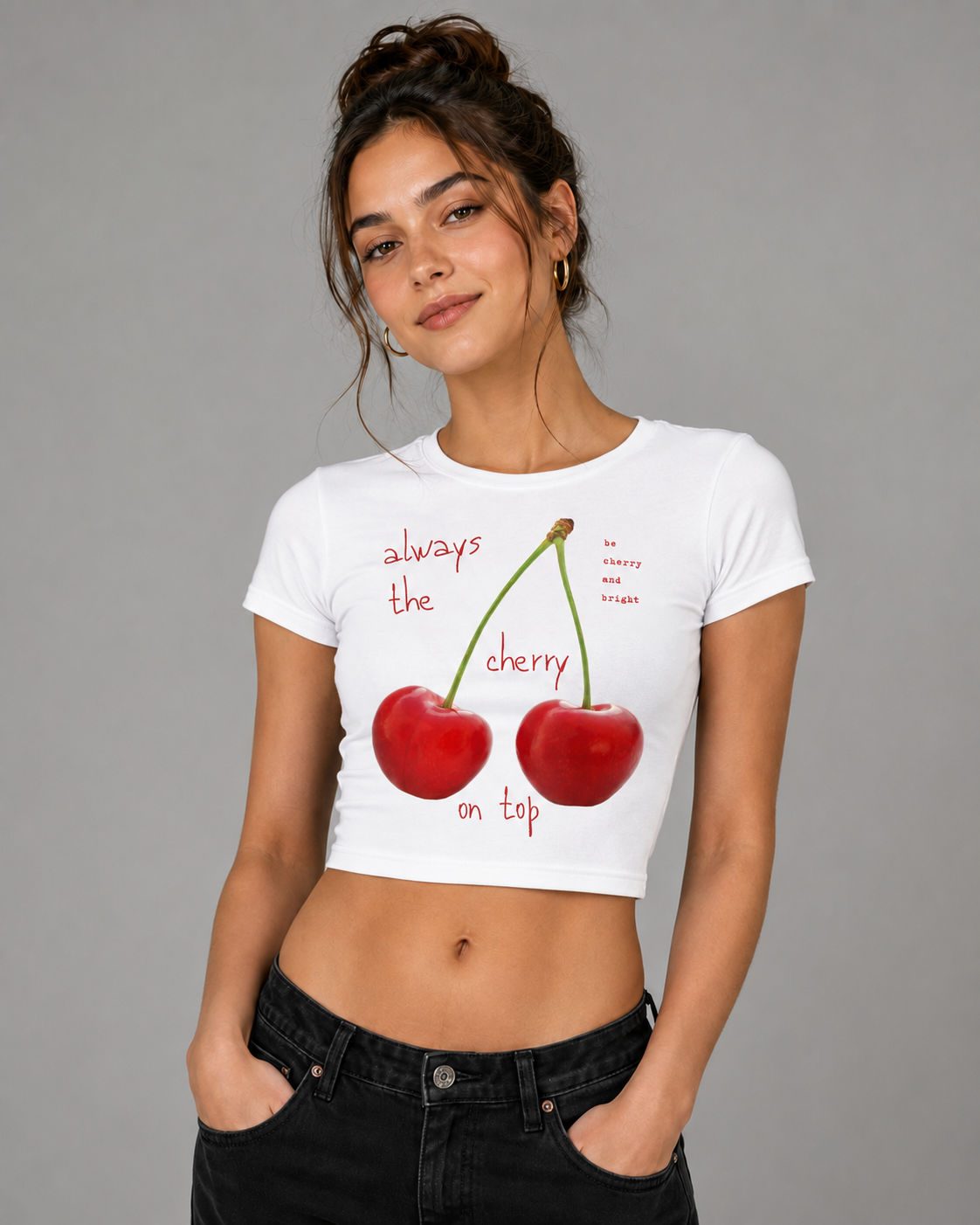 Always The Cherry On Top - Baby Tee Crop Top