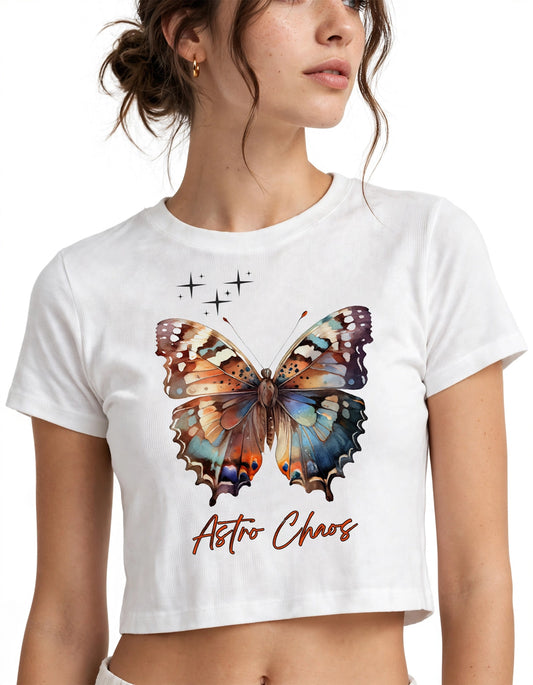Astro Chaos - Watercolor Butterfly Crop Top