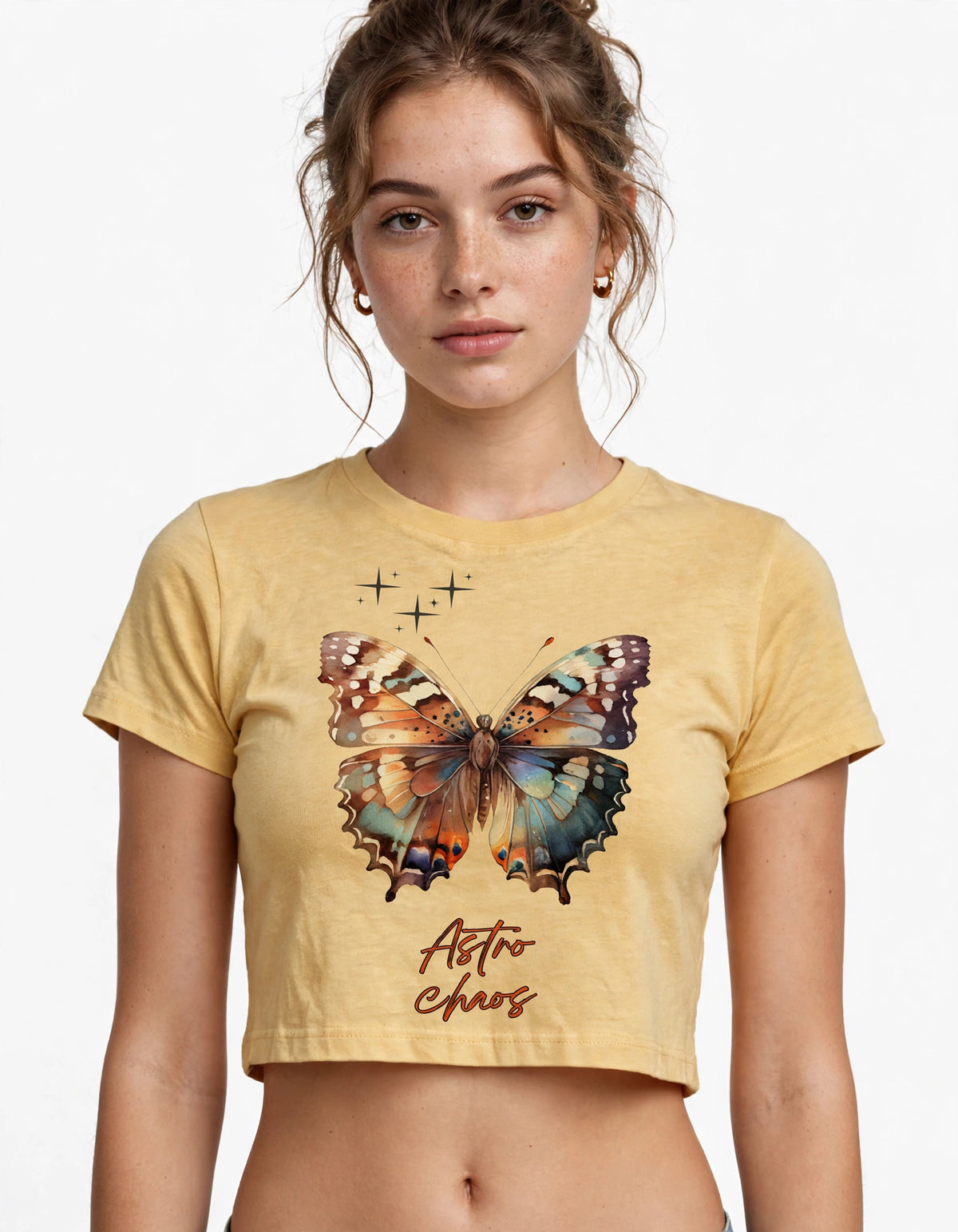 Astro Chaos - Watercolor Butterfly Crop Top